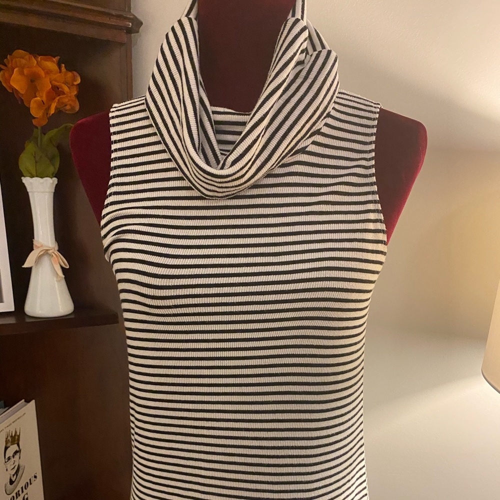 Socialite Cowl Necked Sleeveless Striped Blouse